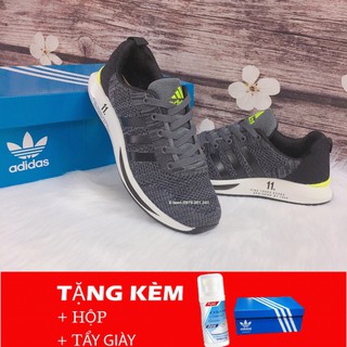 Free ship+ tặng tây giày giày thể thao nam đen ghi gót xanh