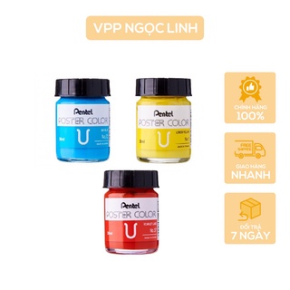 Combo 3 lọ màu nước Poster Color Pentel 30ml Đỏ - Vàng - Xanh da trời ( CHÍNH HÃNG )