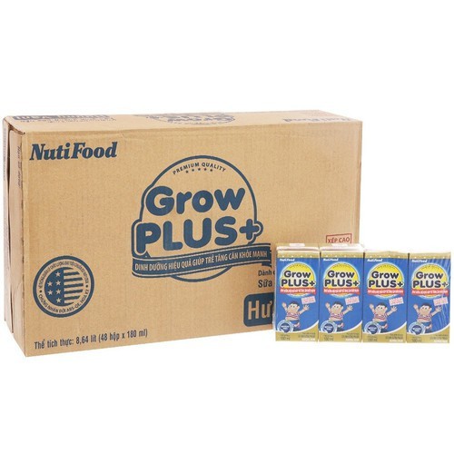 Lốc 4 hộp sữa bột pha sẵn NutiFood Grow Plus xanh 110ml