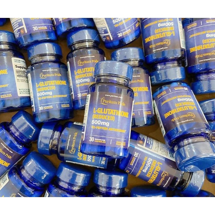 Glutathone 500ng , Viên uống trắng da, Tăng Cường Miễn Dịch , Reduced 500mg  Puritan’s Pride L-Glutathione 500mg 30 Viên