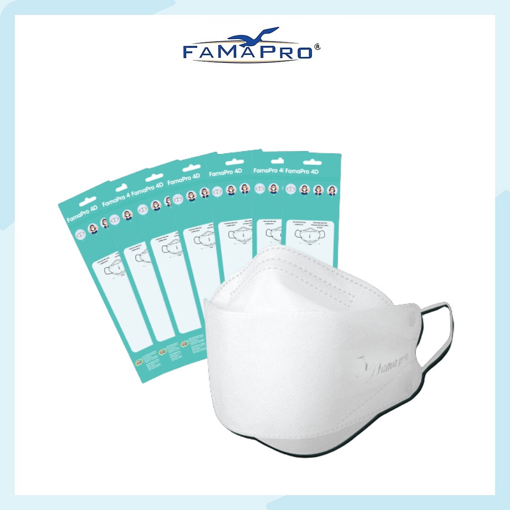 [TÚI - FAMAPRO 4D] - Khẩu trang y tế kháng khuẩn cao cấp Famapro 4D tiêu chuẩn KF94 (5 cái/ túi)