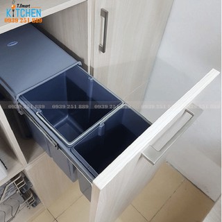Thùng rác đôi gắn cánh âm tủ GROB - Phụ kiện thùng rác thông minh