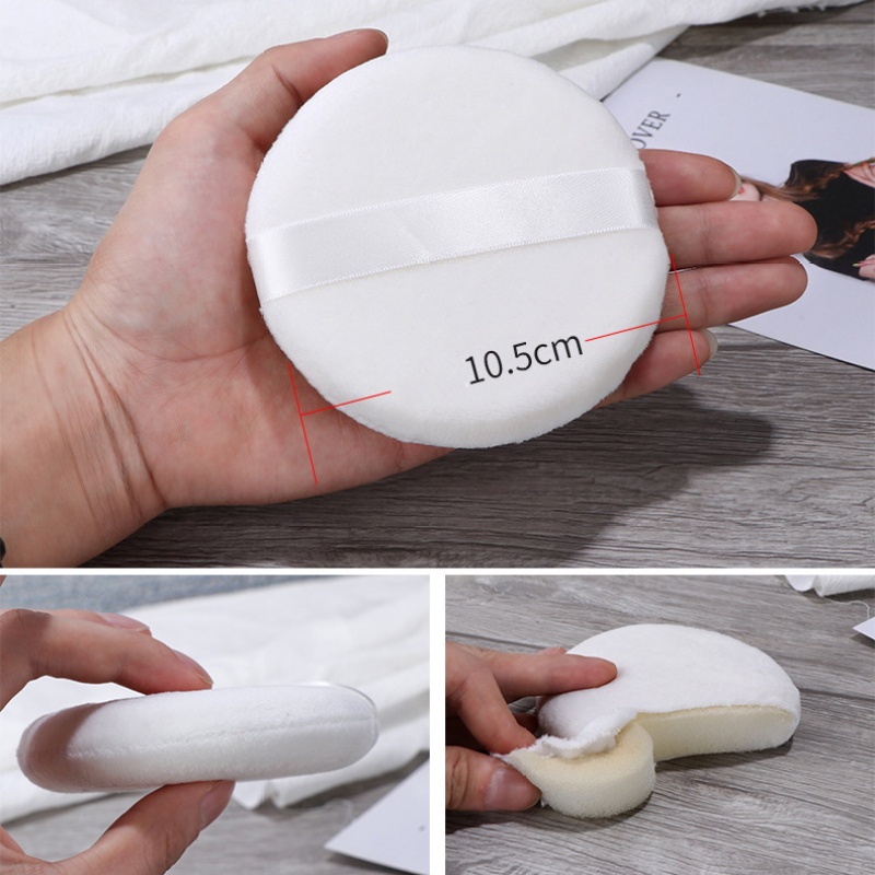 Mút đánh phấn phủ hình tròn kích thước lớn 10.5cm chất liệu bông phế phẩm