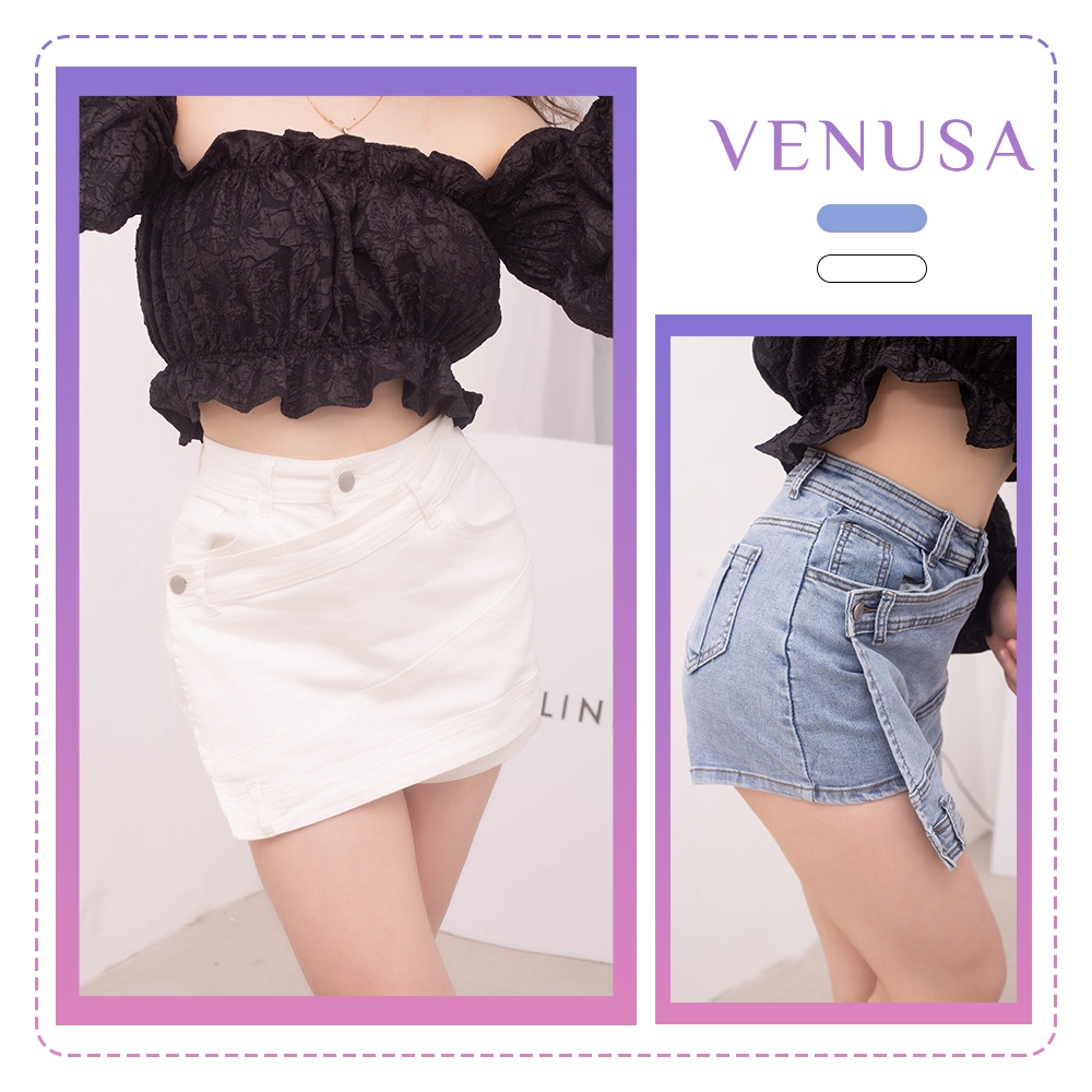 Quần sooc jean nữ vạt chéo denim Hàn Quốc sang chảnh VENUSA Q005 | BigBuy360 - bigbuy360.vn