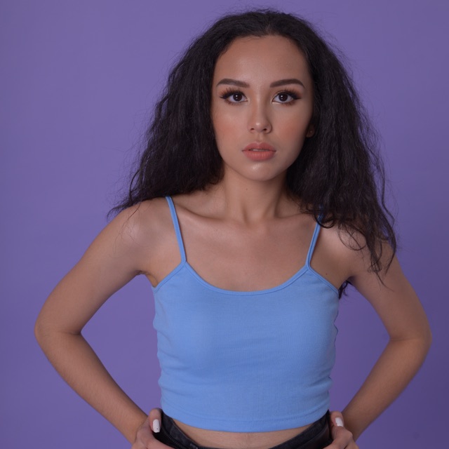 ÁO HAI DÂY MÀU XANH TRỜI FUNKY TRƠN HÀN QUỐC