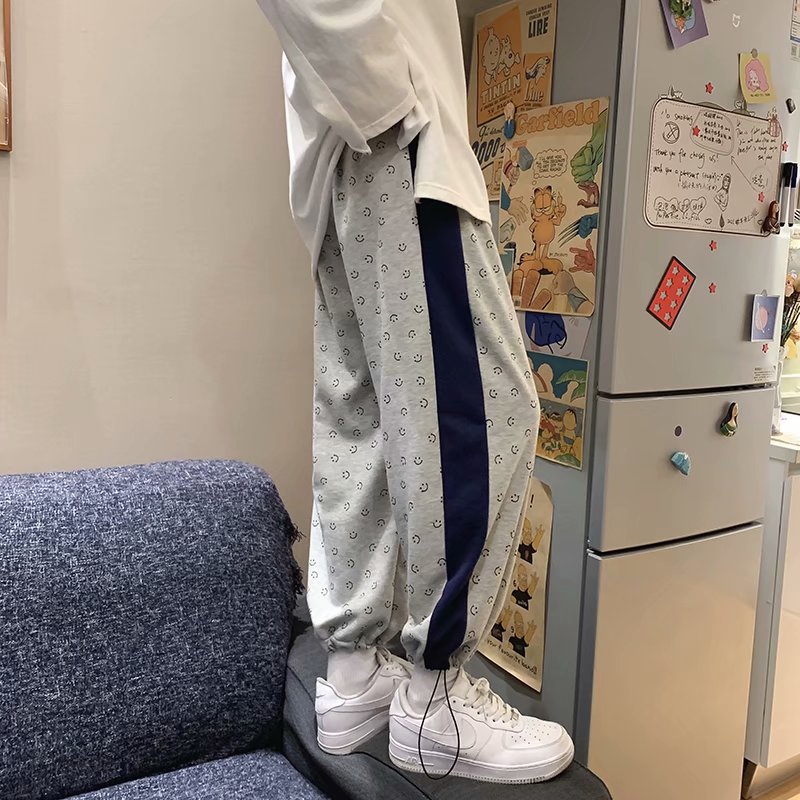 quần ống rộng Lưng Thun In Hình Mặt Cười Phong Cách Nhật Bản Dành Cho Cả Nam Và Nữ | BigBuy360 - bigbuy360.vn