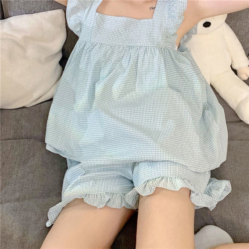 Bộ đồ ngủ áo không tay quần đùi mỏng mặc nhà thời trang mùa hè cho nữ