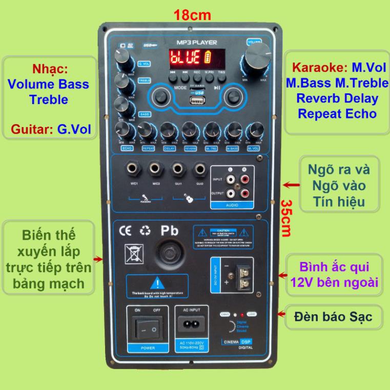 Mạch loa kéo Reverb Echo DSP dùng FET công suất 200W 8ôm 400W 4ôm, loa kéo ĐÔI 5 – 4 – 3 tấc hoặc ĐƠN 5 – 4 tấc kèm mic