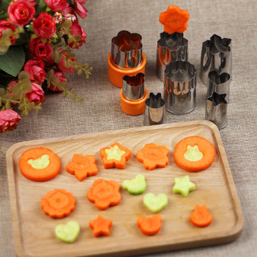 Bộ khuôn dập cắt rau củ quả tạo hình 8 món, chất liệu inox không gỉ tienich247