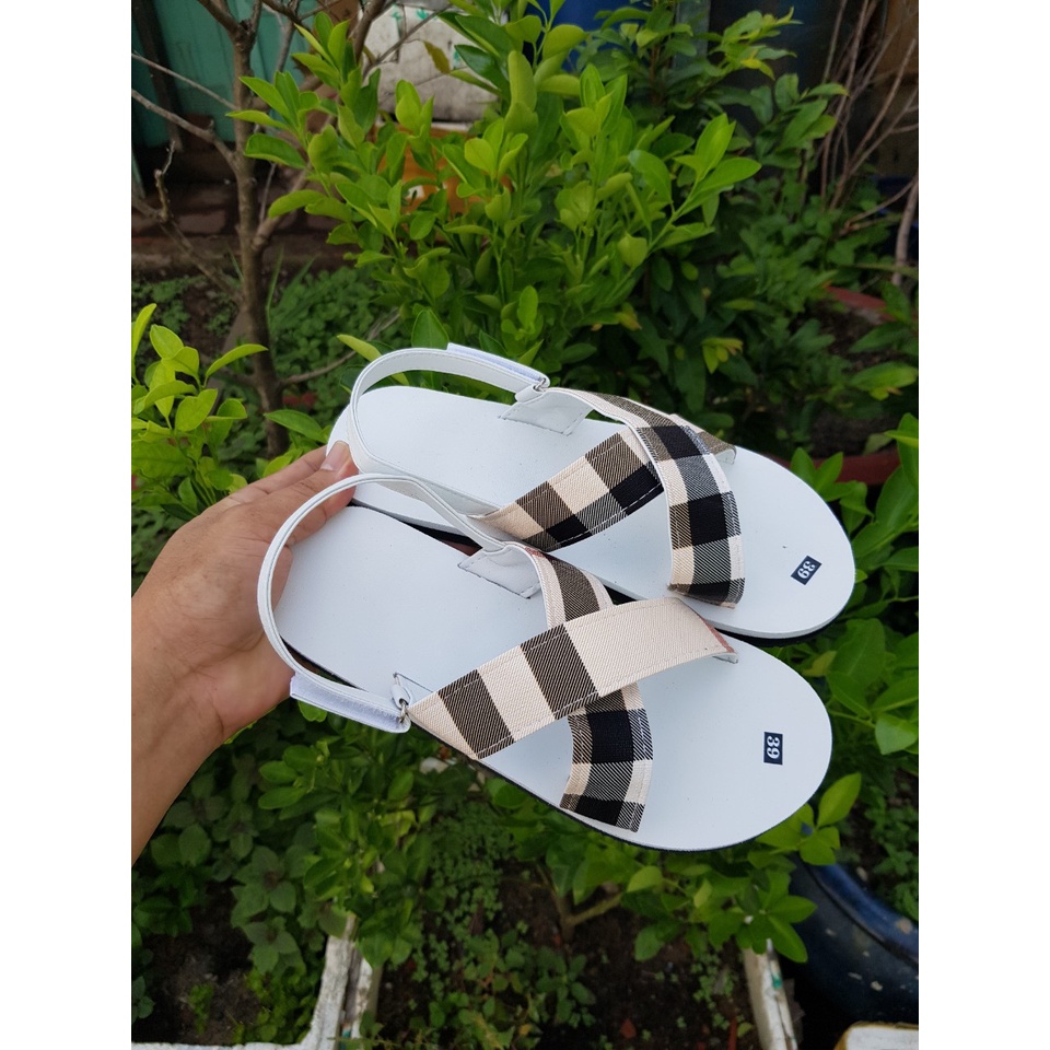 Sandal quai chéo nữ sandal đồng nai ( đế trắng quai hậu sọc vàng ) size từ 34 nữ đến 40 nữ size khác ib chọn thêm