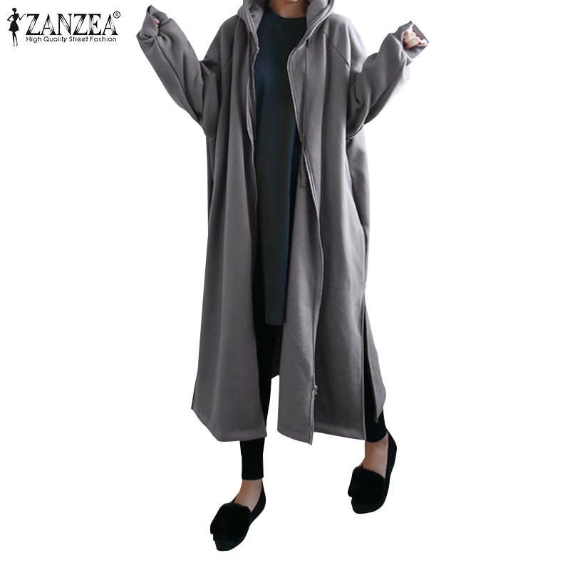Áo Khoác Nữ ZANZEA Dài Tay Có Mũ Thời Trang Hàn Thoải Mái