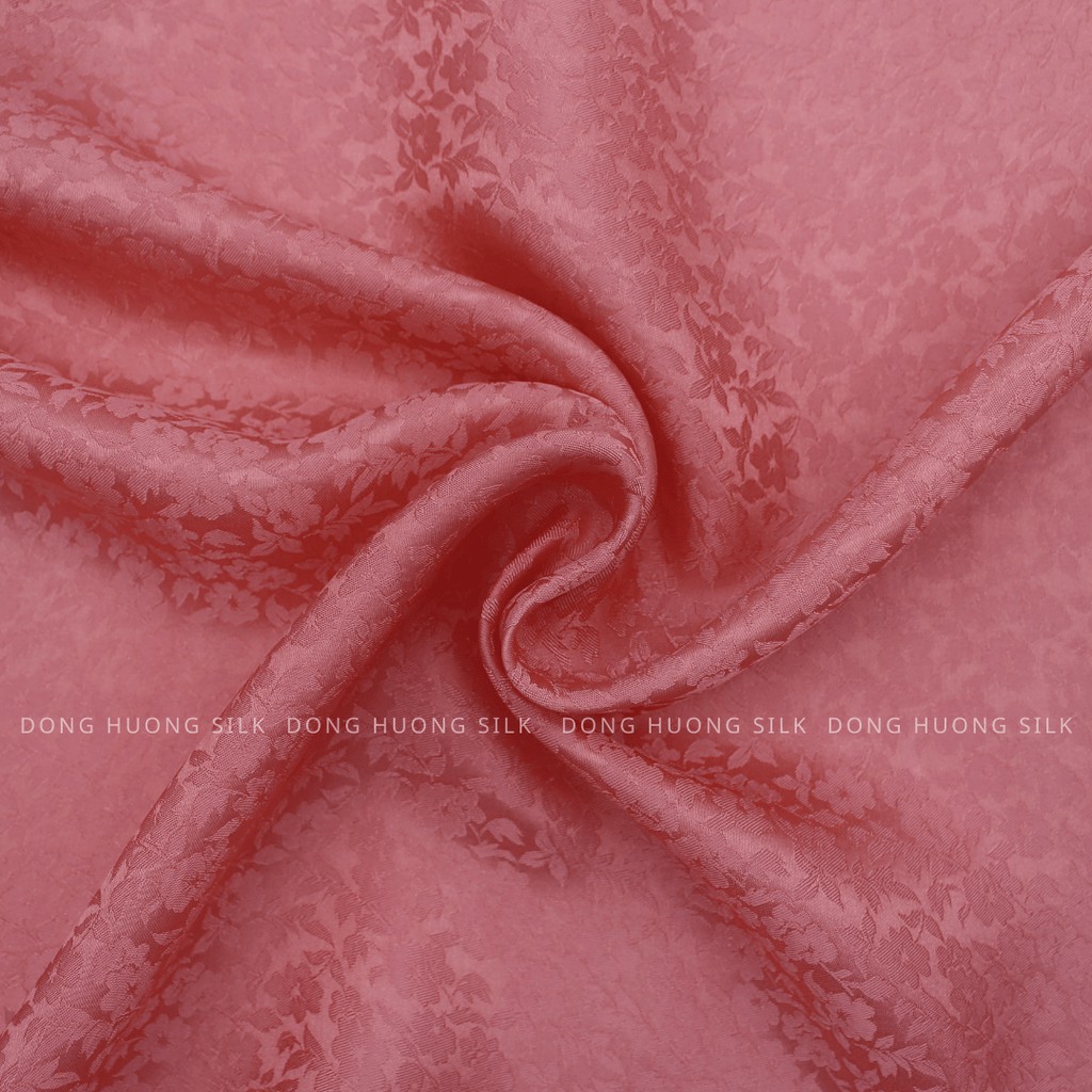 Vải Lụa Hà Đông Satin Hoa Chanh Nhí - Đông Hương Silk - LHVS094 Hồng vỏ đỗ - mát, mềm, tôn dáng, quý phái, sang trọng