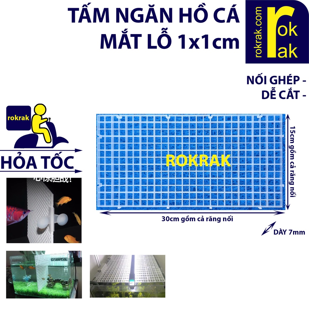 Vách ngăn bể cá | tấm nhựa đậy mặt hồ cá 30x30 15x30 cm có thể nối ghép