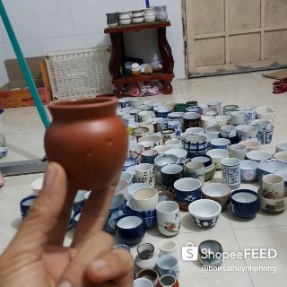 Lô 10 Chậu sành sứ bonsai mini giá 140k trang trí, trồng cây bonsai mini, sen đá...