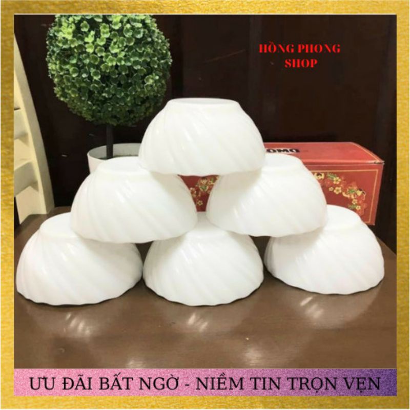 Bộ 6 BÁT CƠM MEN NGỌC TRẮNG PASTEL