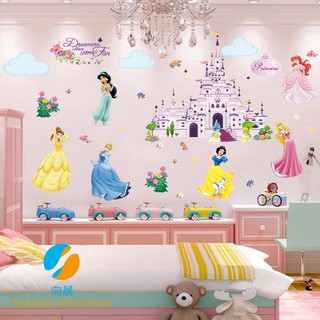 Miếng dán tường hình công chúa hoạt hình 3D trang trí phòng ngủ cho bé gái