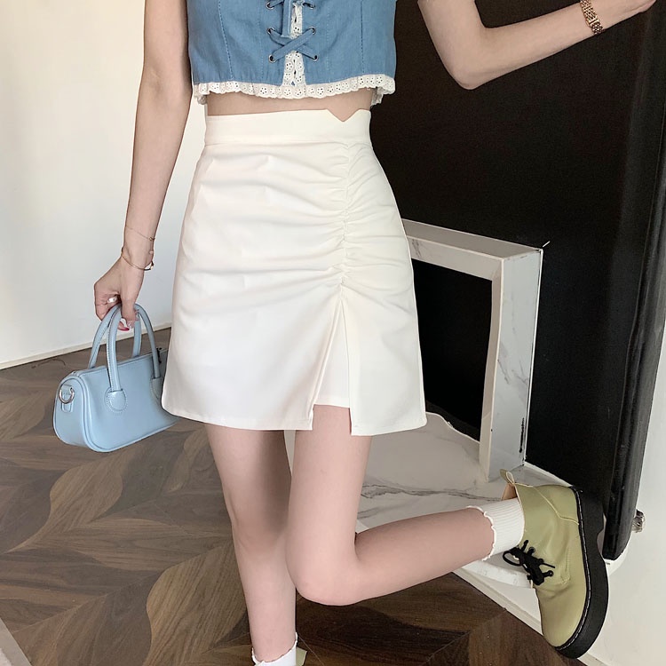 Mới Chân Váy Chữ A Lưng Cao Xếp Ly Phong Cách Hàn Quốc