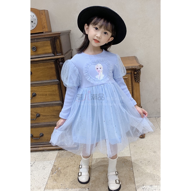 [TẶNG VƯƠNG MIỆN] Váy Đầm Công Chúa họa tiết Elsa phong cách Hàn Quốc cực yêu cho bé gái