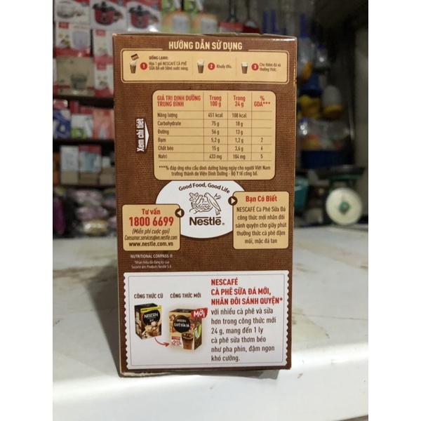 Cà phê sữa đá Nescafe hộp 10 góix24g