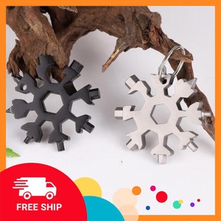 [FREE SHIP] Móc Khóa Đa Năng Vặn Ốc Vít  Khui Bia 16 Đầu Hình Bông Tuyết Thép Không Gỉ