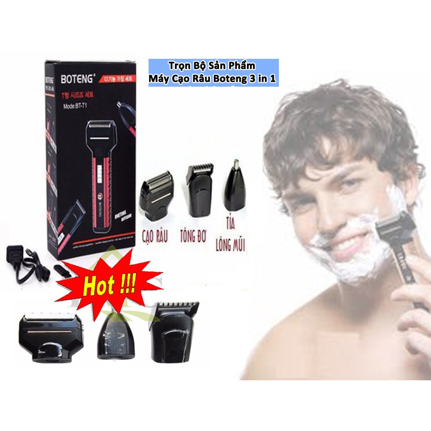 Tông Đơ Cắt Tóc Kiêm Máy Cạo Râu Máy Cắt Lông Mũi Boteng Bt-T1