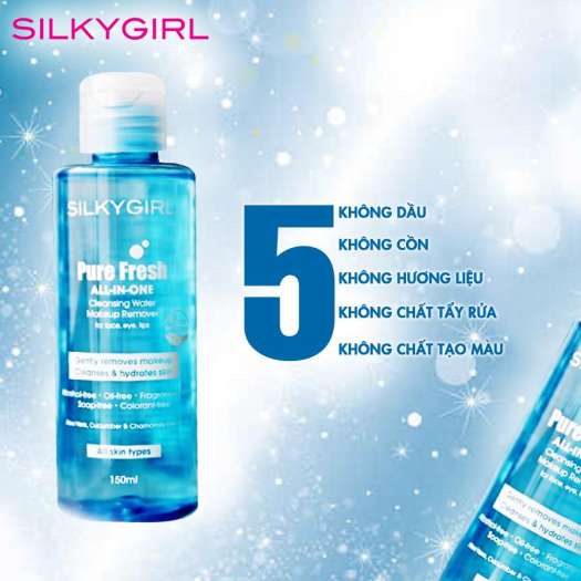 NƯỚC TẨY TRANG SILKYGIRL PURE FRESH CLEANSING WATER MAKEUP REMOVER 150ML CHÍNH HÃNG - 9963