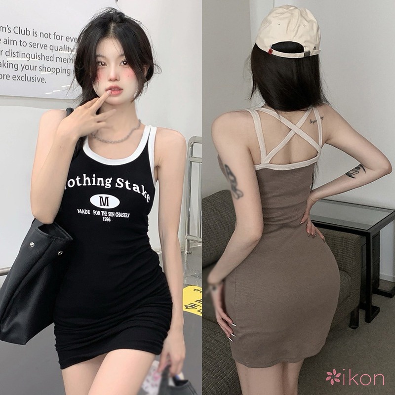 Đầm Dây Nữ In Chữ Quyến Rũ