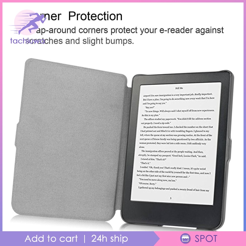 [TACHIUWA]Smart Cover Leather Wake Sleep Cover Protector for Kobo Clara 6\" eReader - Black