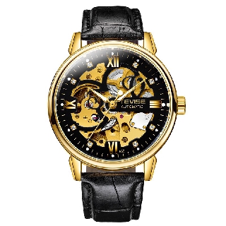 Đồng hồ cơ nam lộ máy tevise dây da cao cấp chính hãng