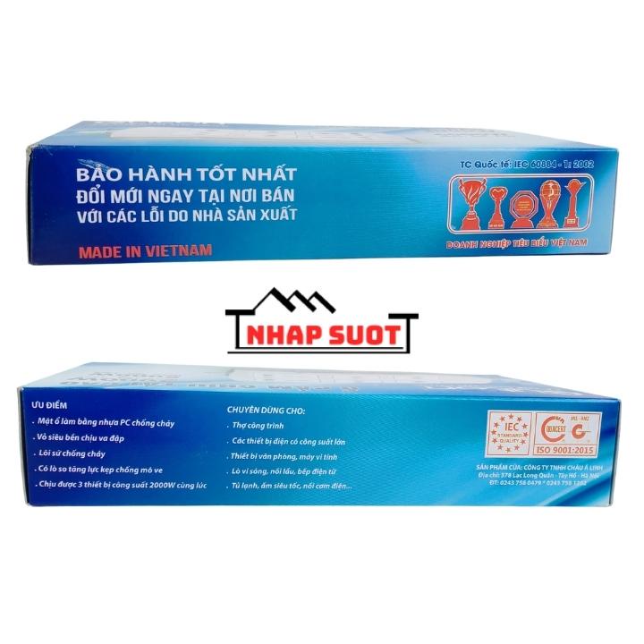 Ổ cắm chịu tải 6000W ELITON 8 ổ cắm, lõi sứ chịu nhiệt, vỏ nhựa chịu va đập, lò xo chống mô ve, nhựa PC chống cháy
