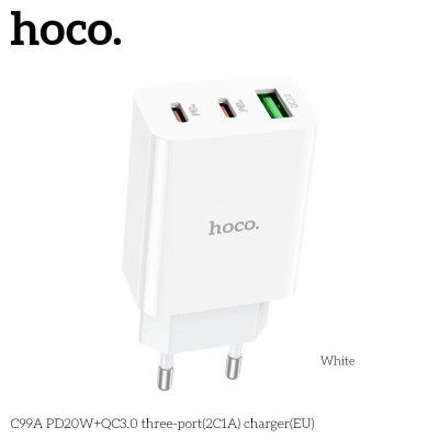 Cóc Sạc Nhanh Hoco 20W C99A - 3 cổng, 2 type C 1 USB