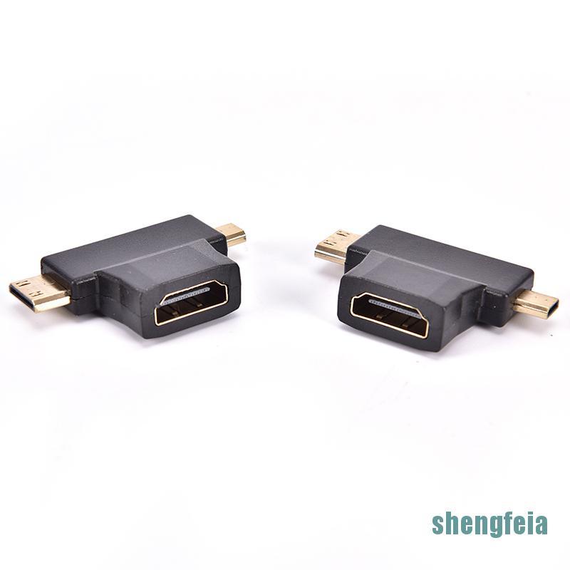 ❤Tuyệt đối❤ Set 2 đầu chuyển đổi HDMI Mini 2 trong 1 màu vàng