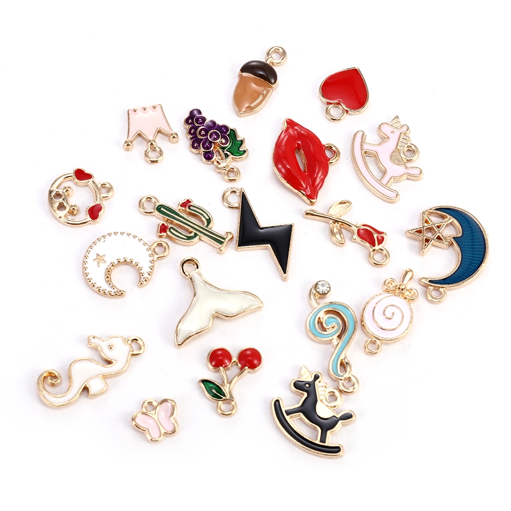 Set 20 mặt dây chuyền tráng men họa tiết ngẫu nhiên