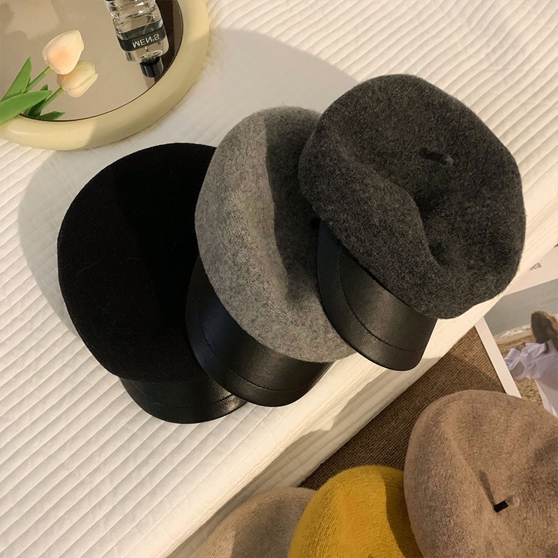 Nón beret vải len thời trang thu đông phong cách retro dành cho nữ