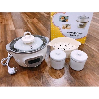 Nồi nấu chậm Bear 1 6l - Nấu cháo, nấu bột, nấu canh, hầm gà, giữ ấm, hấp củ quả cho bé ăn dặm