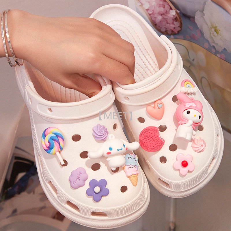 [MEET] Phụ Kiện Khóa Cài Giày Crocs DIY Hình Hoa Hoạt Hình Trang Trí Hoa croc Jobz charm-Sanrio