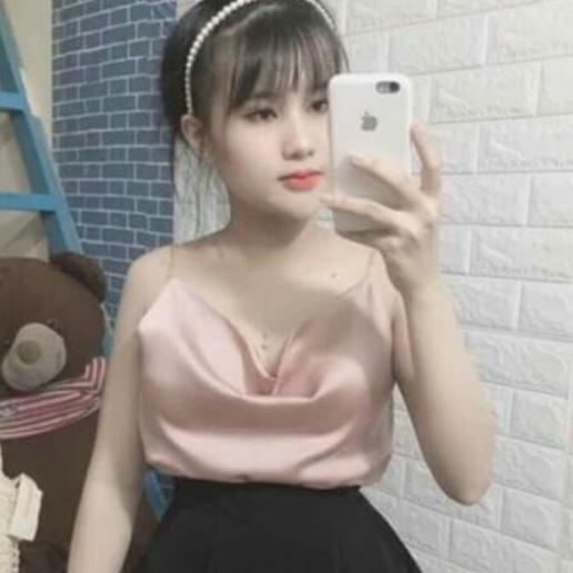 Áo 2 dây cổ đổ chất phi lụa đẹp sang chảnh