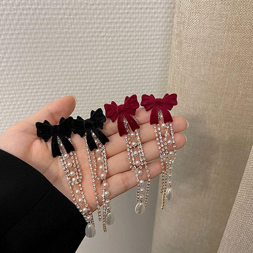 Bông Tai Dáng Dài Đính Nơ Xinh Xắn Thời Trang Cho Nữ 1