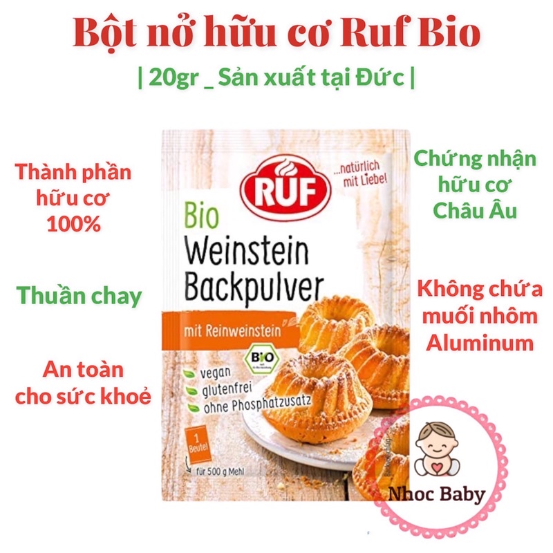 Bột Nở Hữu Cơ RUF Organic Baking Powder 20g (6/2023)