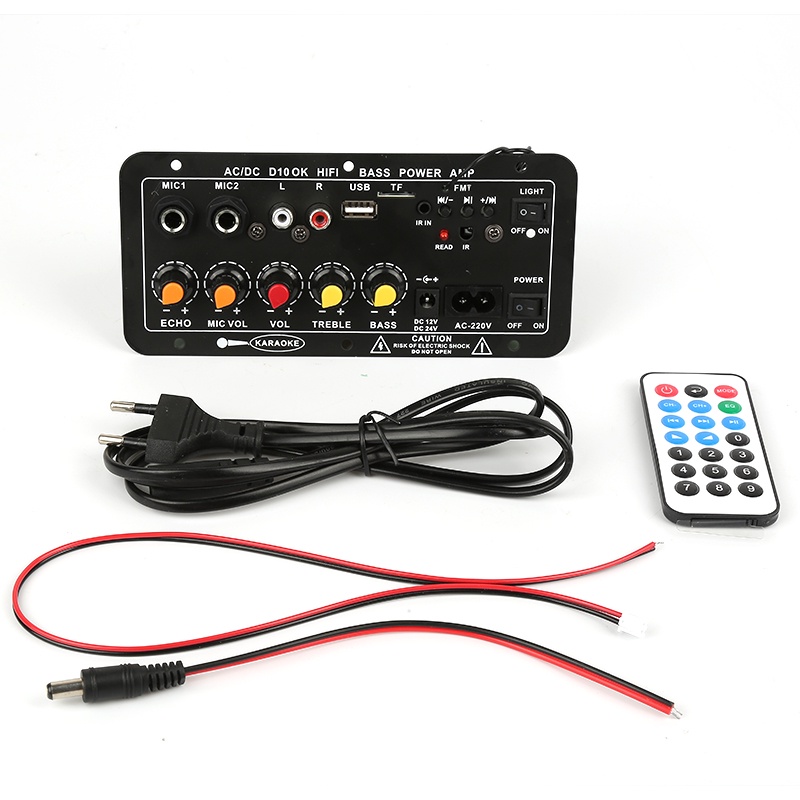 AC 220V 12V 24V Kỹ Thuật Số Bluetooth Stereo Board Khuếch Đại Loa Siêu Trầm Kép Microphone Karaoke Khuếch Đại Cho 8-12 Inch Loa *