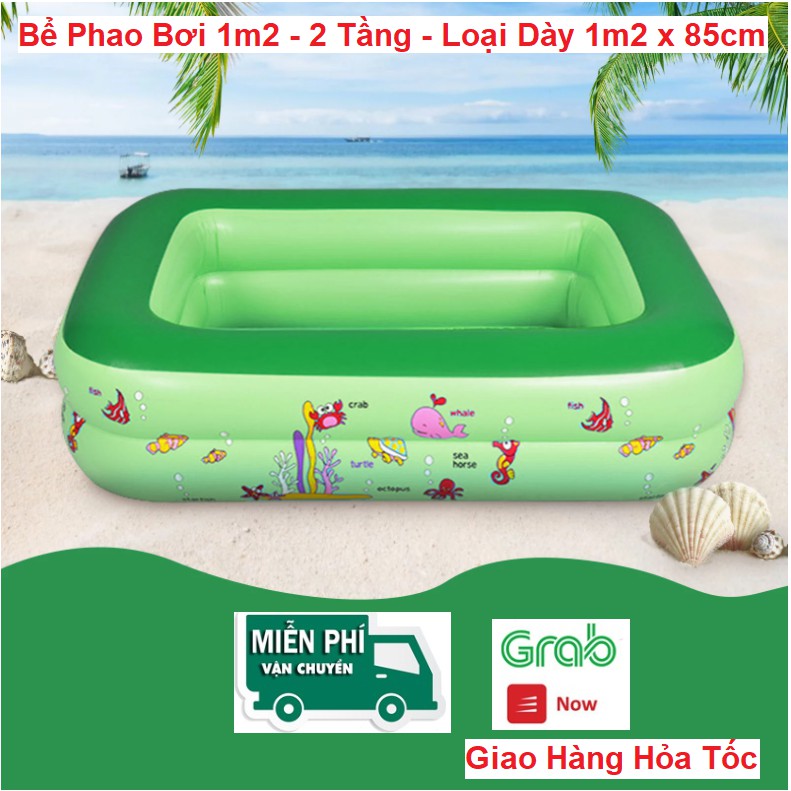 Bể Bơi Tại Nhà Cho Trẻ Em - Chất Liệu Cao Su Dầy Dặn - Kích Thước 120cm x 85cm - Kèm Bơm Điện - Bảo Hành 3 Tháng