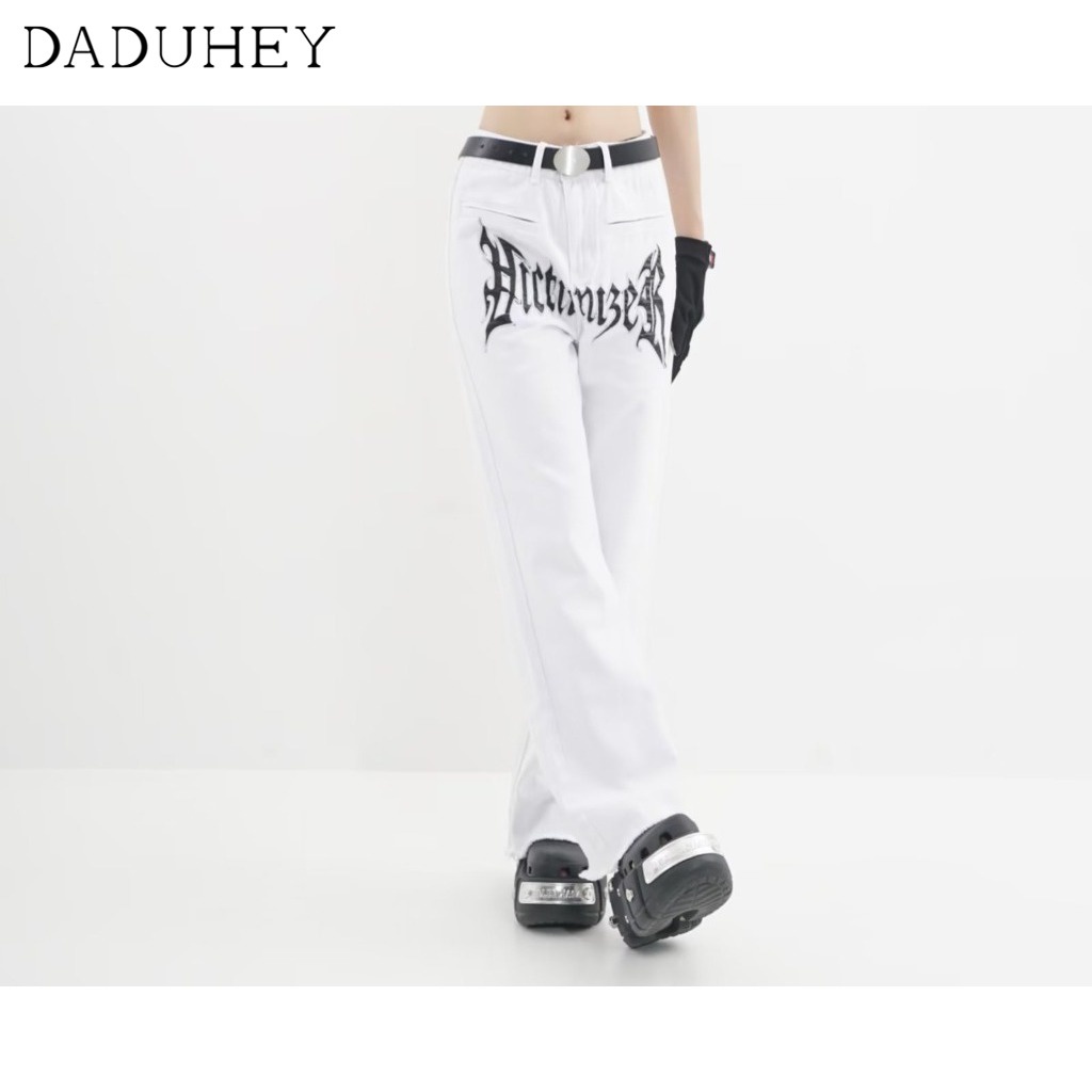 DaDuHey American Fashion Brand Vintage Embroidered Jeans Men's High Street Ins Fried Street Straight Hip Hop Loose Pants