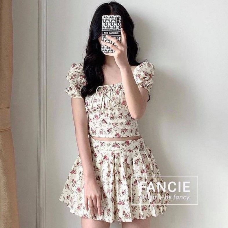 |Ảnh Thật & Video| Set Quần Áo Hoa Nhí Kèm Chân Váy Dáng Xoè Ulzzang Hàn Quốc Siêu Xinh ♥