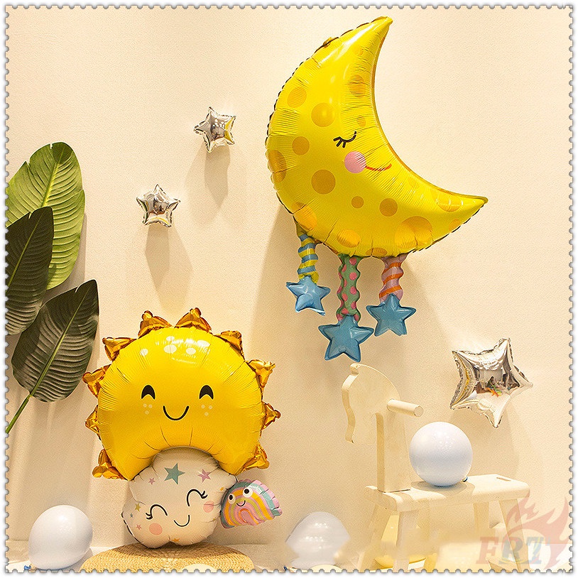 1 bong bóng lá nhôm hình mặt trời/mặt trăng/ngôi sao kích thước lớn trang trí tiệc sinh nhật