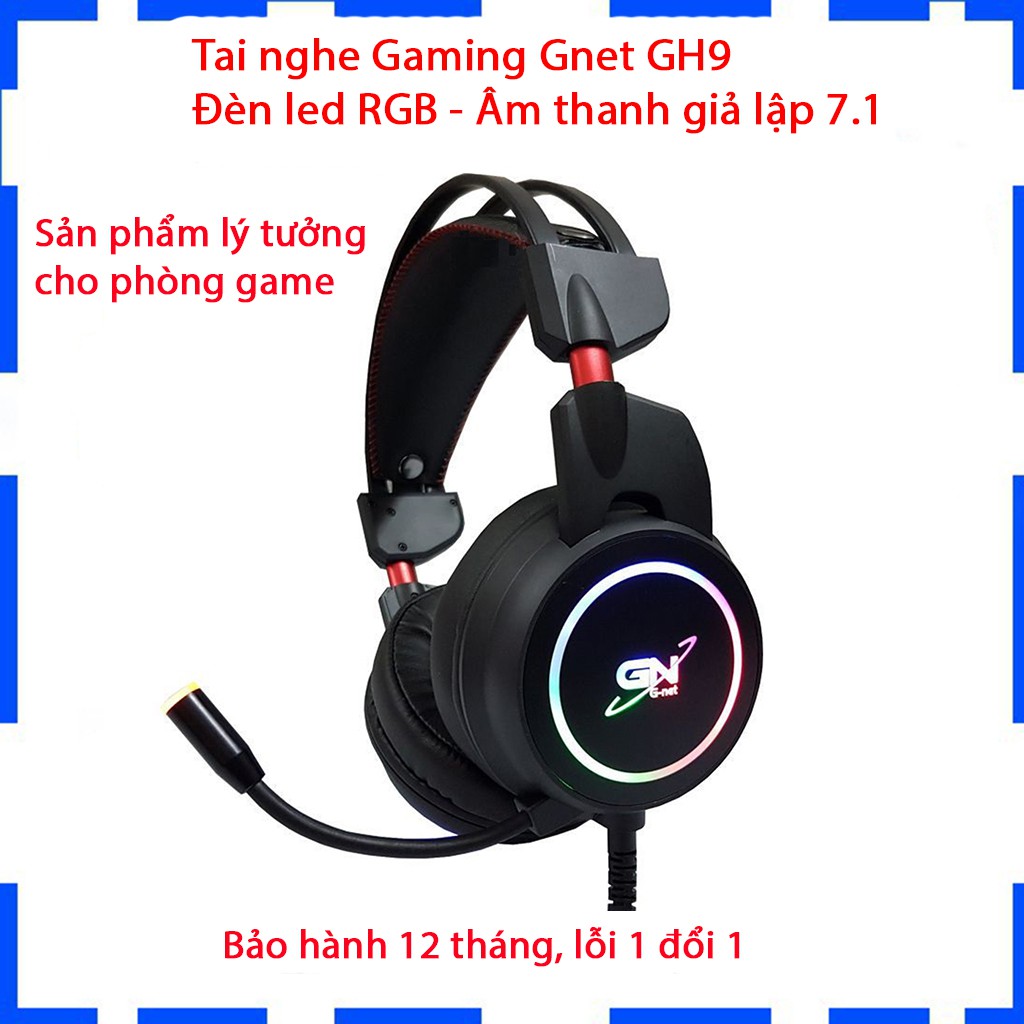 Tai Nghe Gaming G-Net GH9 - Đèn led RGB - Bass cực căng - Âm thanh giả lập 7.1 - Bảo hành 12 tháng - Lỗi 1 đổi 1