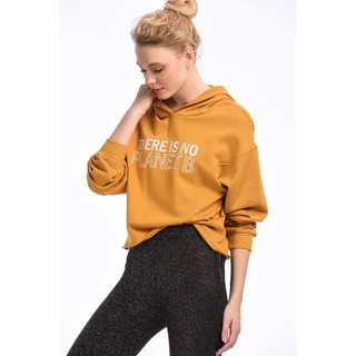Áo Hoodie Croptop Bershka Vàng