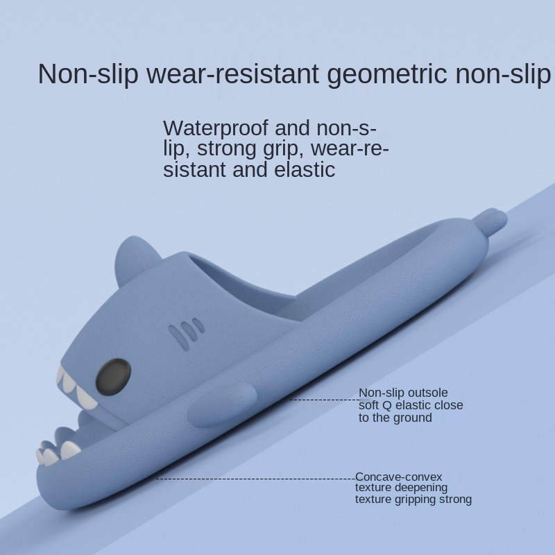 Dép Đi Trong Nhà Hình Cá Mập Hoạt Hình Siêu Mềm Chống Trượt Phong Cách Hàn Quốc