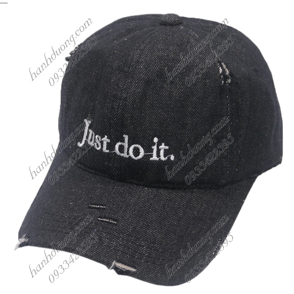 Nón kết jean tua thêu chữ Just Do It mũ lưỡi trai phù hợp cho cả nam và nữ
