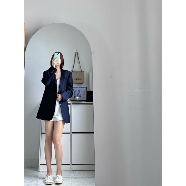 Áo blazer nữ hàn quốc cổ vest chữ V vải cao cấp có đệm vai thời trang công sở