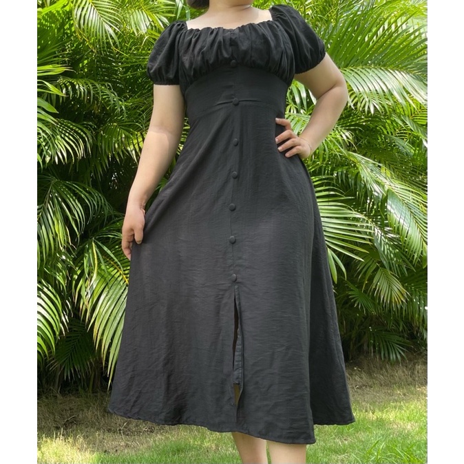 Bigsize Đầm maxi ngực nhún nút bọc Jolie dress